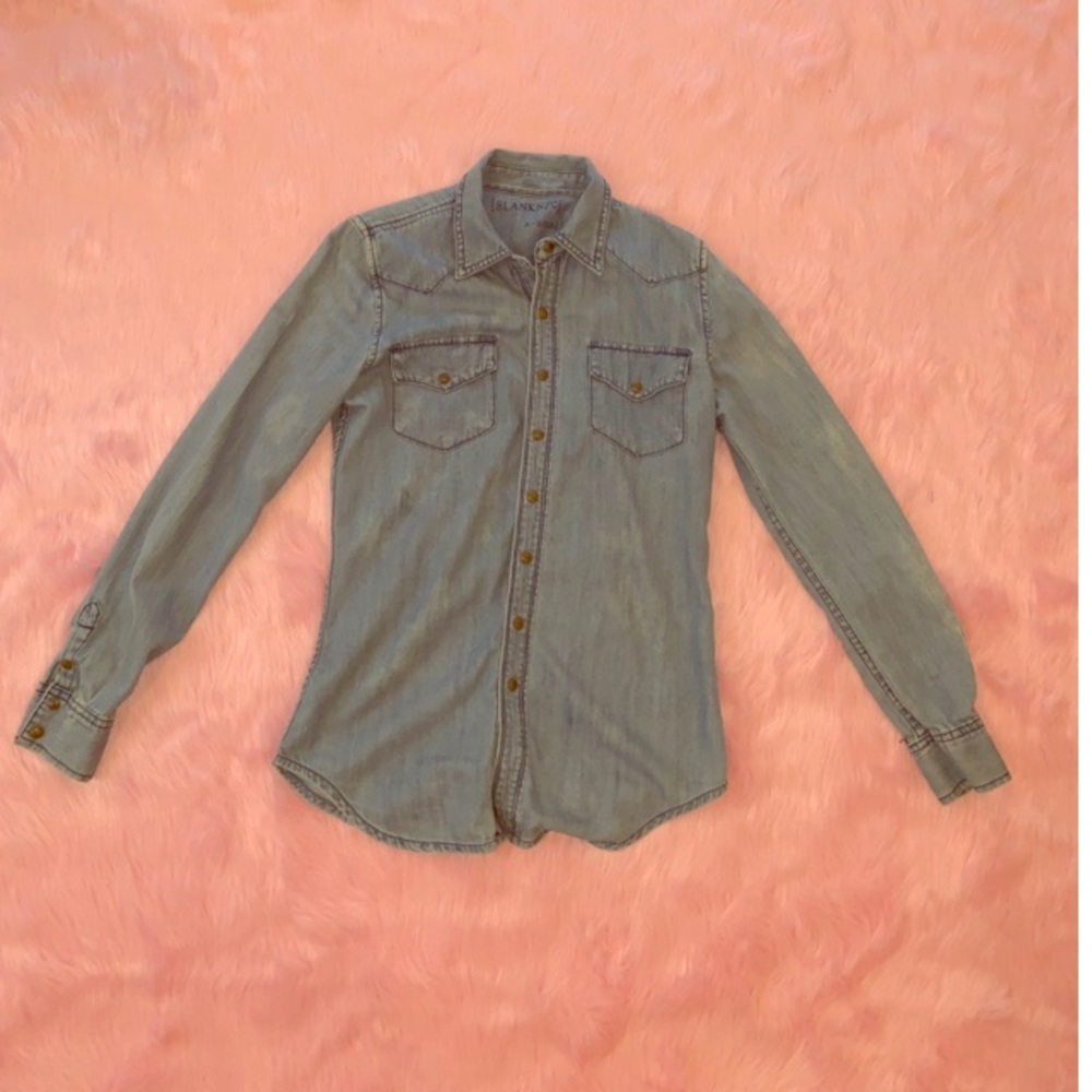 Chambray Denim Button Down Top